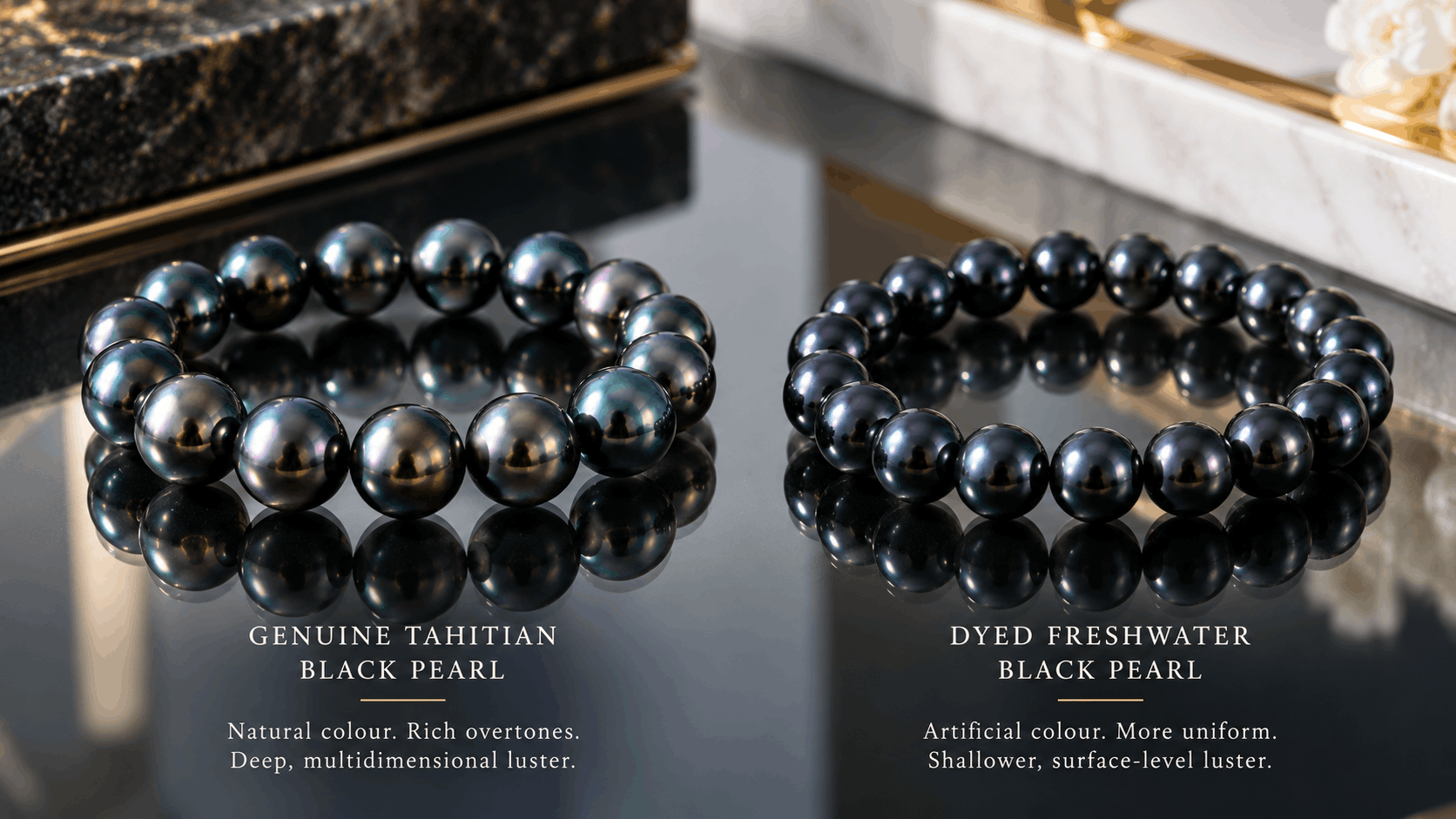 04. Brățări cu perle negre naturale vs vopsite