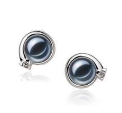 7-8mm De apa dulce Set de cercei in Angelina Vopsit în negru