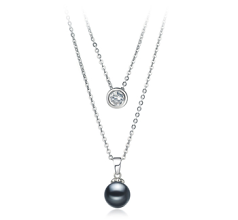7-8mm De apa dulce Colier in Ramona Vopsit în negru
