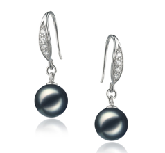 8-9mm japoneza Akoya Set de cercei in Jacy Negru