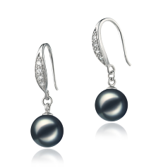 8-9mm japoneza Akoya Set de cercei in Jacy Negru