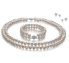 6-7mm De apa dulce Set in Juliane Alb