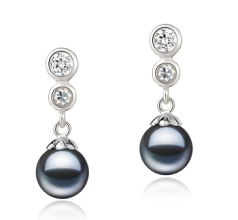 7-8mm De apa dulce Set de cercei in Colleen Vopsit în negru