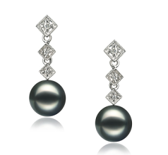 8-9mm japoneza Akoya Set de cercei in Rozene Negru