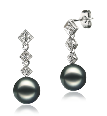 8-9mm japoneza Akoya Set de cercei in Rozene Negru