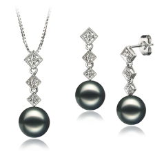 8-9mm japoneza Akoya Set in Rozene Negru