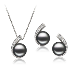 7-8mm De apa dulce Set in Claudia Vopsit în negru