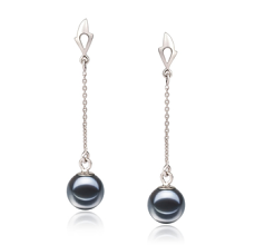 6-7mm De apa dulce Set de cercei in Misha Vopsit în negru