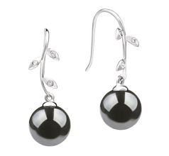 9-10mm tahitian Set de cercei in De Onoare Negru