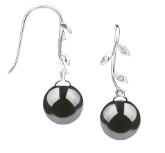 9-10mm tahitian Set de cercei in De Onoare Negru