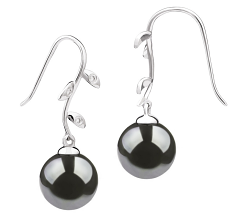 9-10mm tahitian Set de cercei in De Onoare Negru