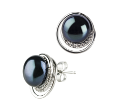 9-10mm De apa dulce Set de cercei in Kelly Vopsit în negru