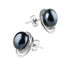 9-10mm De apa dulce Set de cercei in Kelly Vopsit în negru