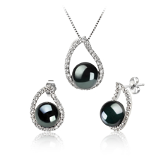 9-10mm De apa dulce Set in Isabella Vopsit în negru