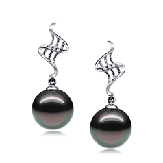 9-10mm tahitian Set de cercei in Atrage Negru