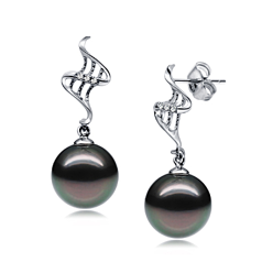 9-10mm tahitian Set de cercei in Atrage Negru