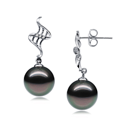 9-10mm tahitian Set de cercei in Atrage Negru
