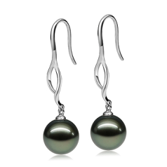 10-11mm tahitian Set de cercei in Olivia Dangle Negru