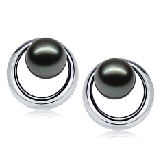 9-10mm tahitian Set de cercei in R?s?ritul Soarelui Negru