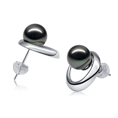 9-10mm tahitian Set de cercei in R?s?ritul Soarelui Negru
