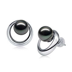 9-10mm tahitian Set de cercei in R?s?ritul Soarelui Negru
