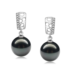 9-10mm tahitian Set de cercei in Zuella Negru
