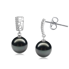 9-10mm tahitian Set de cercei in Zuella Negru