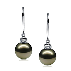 9-10mm tahitian Set de cercei in Vesel Negru