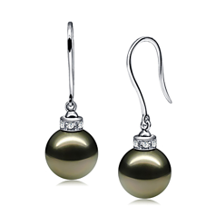 9-10mm tahitian Set de cercei in Vesel Negru