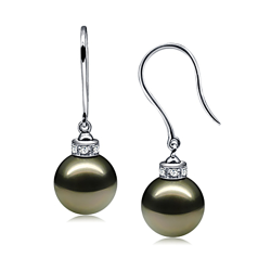 9-10mm tahitian Set de cercei in Vesel Negru