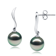 9-10mm tahitian Set de cercei in Mistic Negru