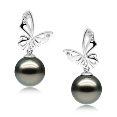 10-11mm tahitian Set de cercei in Fluture Negru