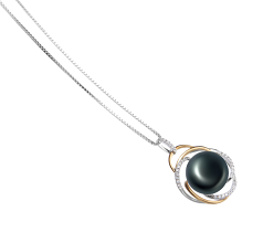 12-13mm De apa dulce Pandantiv in Zina Negru