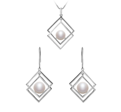 8-9mm De apa dulce Set in Lilian Alb