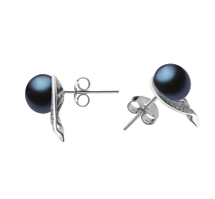 7-8mm De apa dulce Set de cercei in Carina Negru