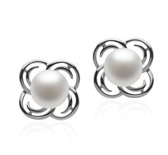 7-8mm De apa dulce Set de cercei in Frumoas? Alb
