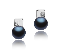 8-9mm De apa dulce Set de cercei in Lolly Vopsit în negru