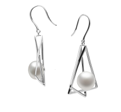 10-11mm De apa dulce Set de cercei in Nichelle Alb