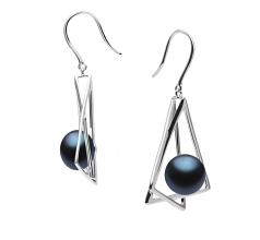 10-11mm De apa dulce Set de cercei in Nichelle Vopsit în negru
