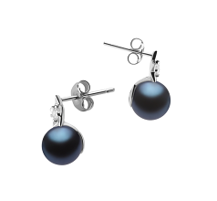 7-8mm De apa dulce Set de cercei in Stea Vopsit în negru