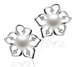 7-8mm De apa dulce Set de cercei in Floarea Soarelui Alb