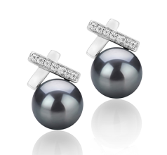 7-8mm De apa dulce Set de cercei in Claritate Vopsit în negru