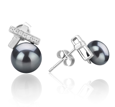 7-8mm De apa dulce Set de cercei in Claritate Vopsit în negru