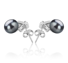 7-8mm De apa dulce Set de cercei in Claritate Vopsit în negru