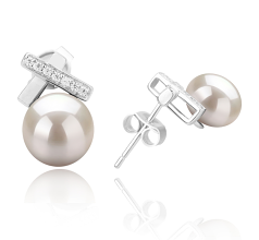 7-8mm De apa dulce Set de cercei in Claritate Alb