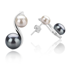5-8mm De apa dulce Set de cercei in Elida Negru