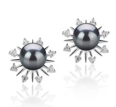 7-8mm De apa dulce Set de cercei in Natasha Vopsit în negru
