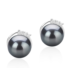 7-8mm De apa dulce Set de cercei in Leslie Vopsit în negru