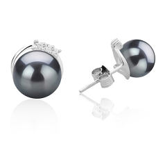 7-8mm De apa dulce Set de cercei in Leslie Vopsit în negru