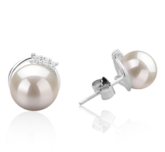 7-8mm De apa dulce Set de cercei in Leslie Alb